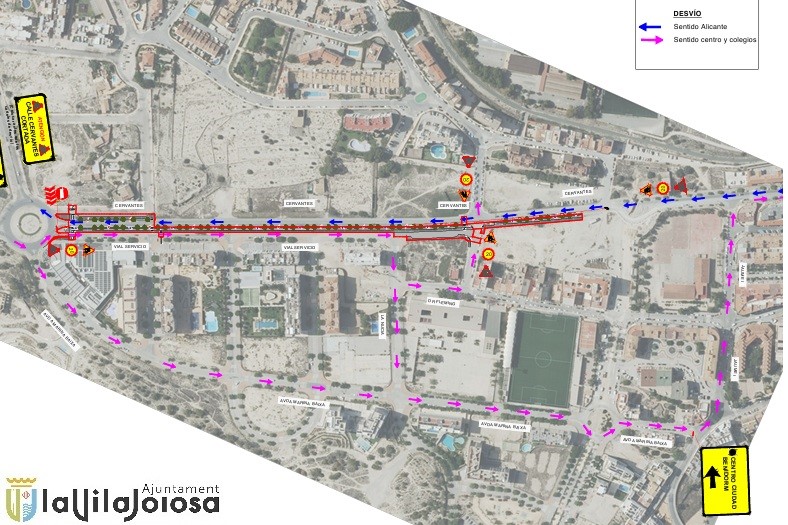 corte tráfico calle cervantes villajoyosa