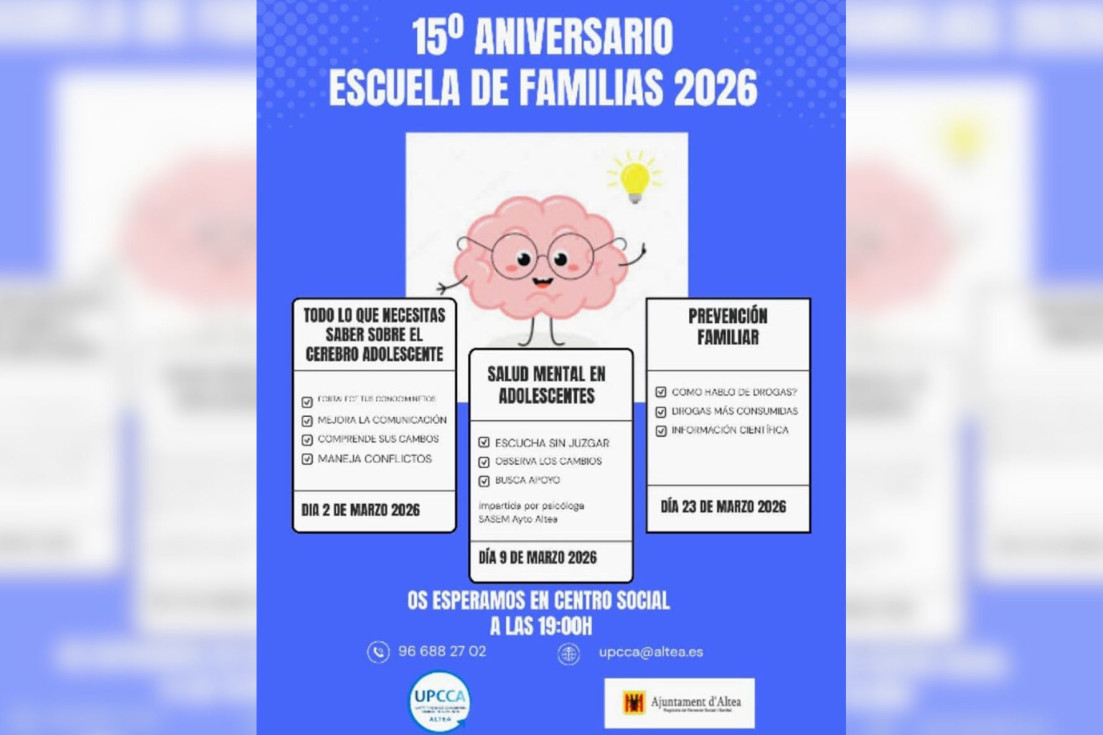 Altea celebra los 15 años de la Escuela de Familias con un ciclo sobre adolescencia y salud mental