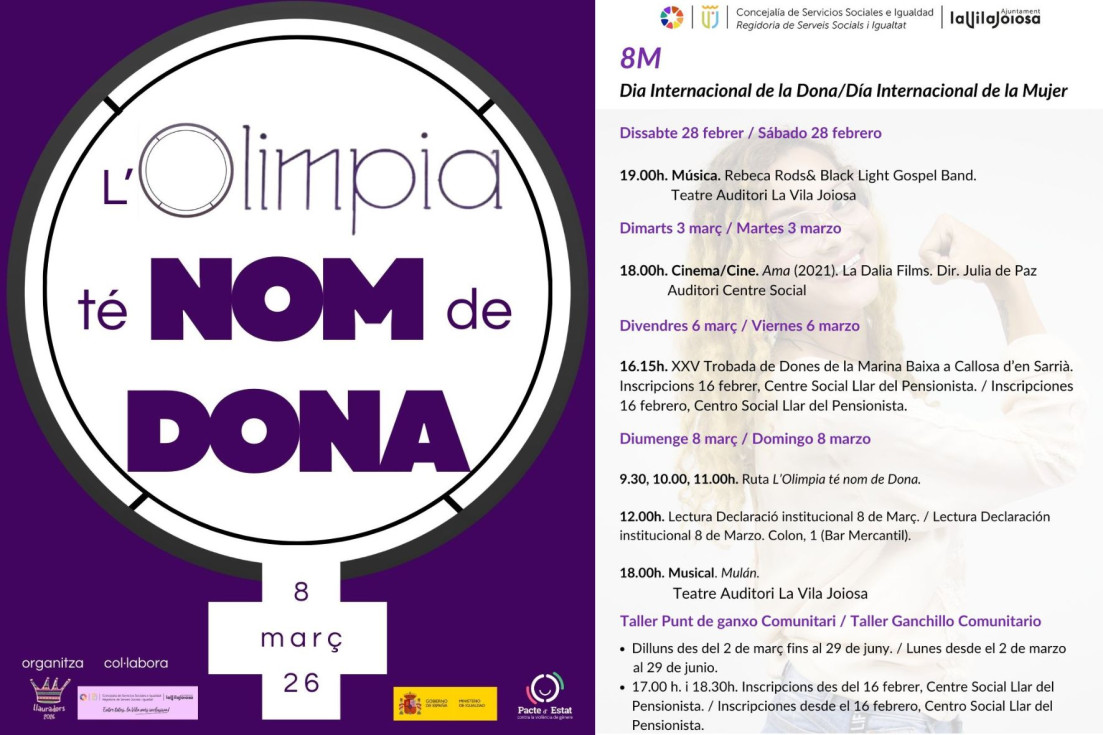 Villajoyosa conmemora el 8 de marzo con un programa de actividades hasta junio