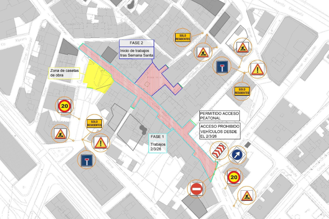 plano señalización obras plaza mayor l'alfàs