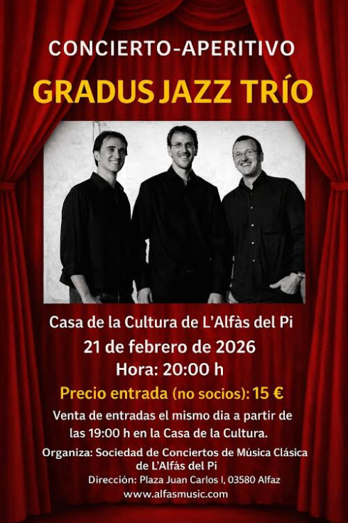 Gradus Jazz Trío actuará este sábado en la Casa de Cultura de l’Alfàs del Pi