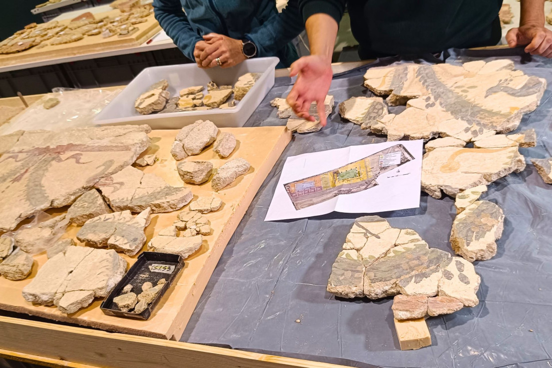 Dos universidades investigan las pinturas murales halladas en la Villa Romana de Barberes Sud de Villajoyosa