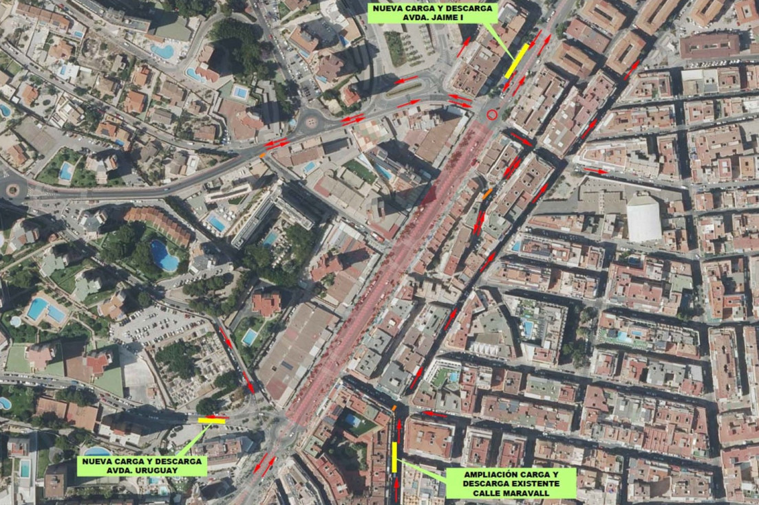 cortes tráfico construcción aparcamiento subterráneo avenida Jaime I Benidorm
