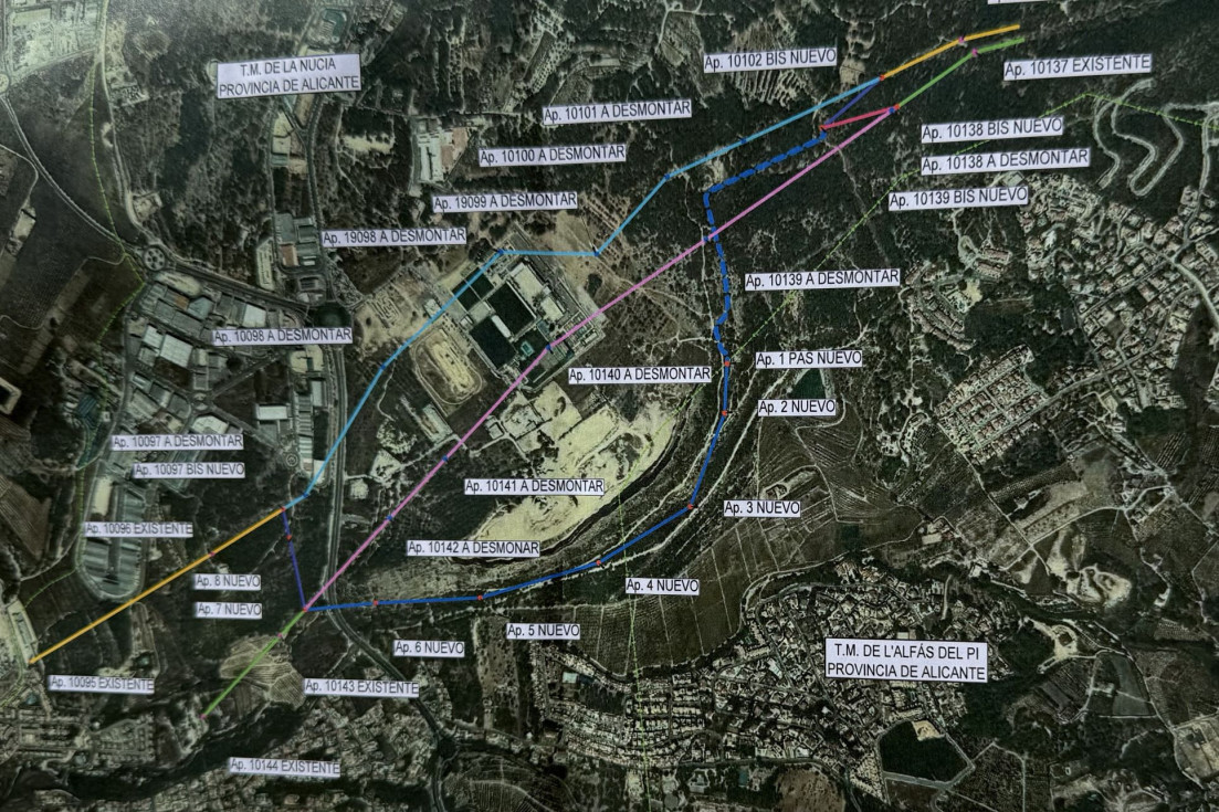 plano La Nucía soterramiento dos líneas alta tensión Serreta