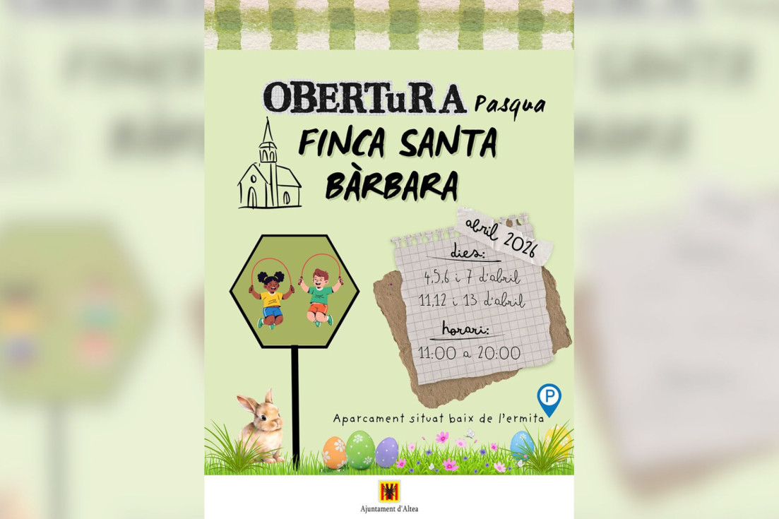 La Finca Santa Bárbara abrirá sus puertas en Pascua para el disfrute de vecinos y visitantes en Altea