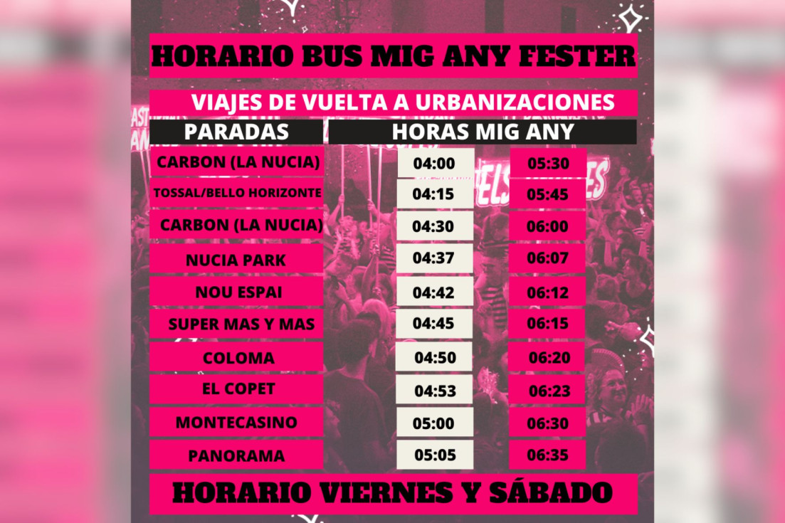 La Nucía horario TramusBus MigAny 2026