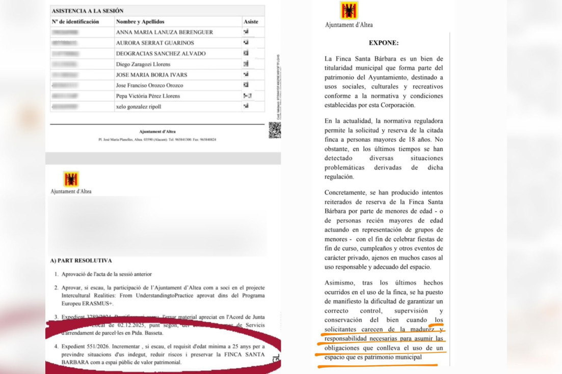El PP de Altea acusa al gobierno de Compromís de restringir el uso de la finca Santa Bárbara a menores de 25 años
