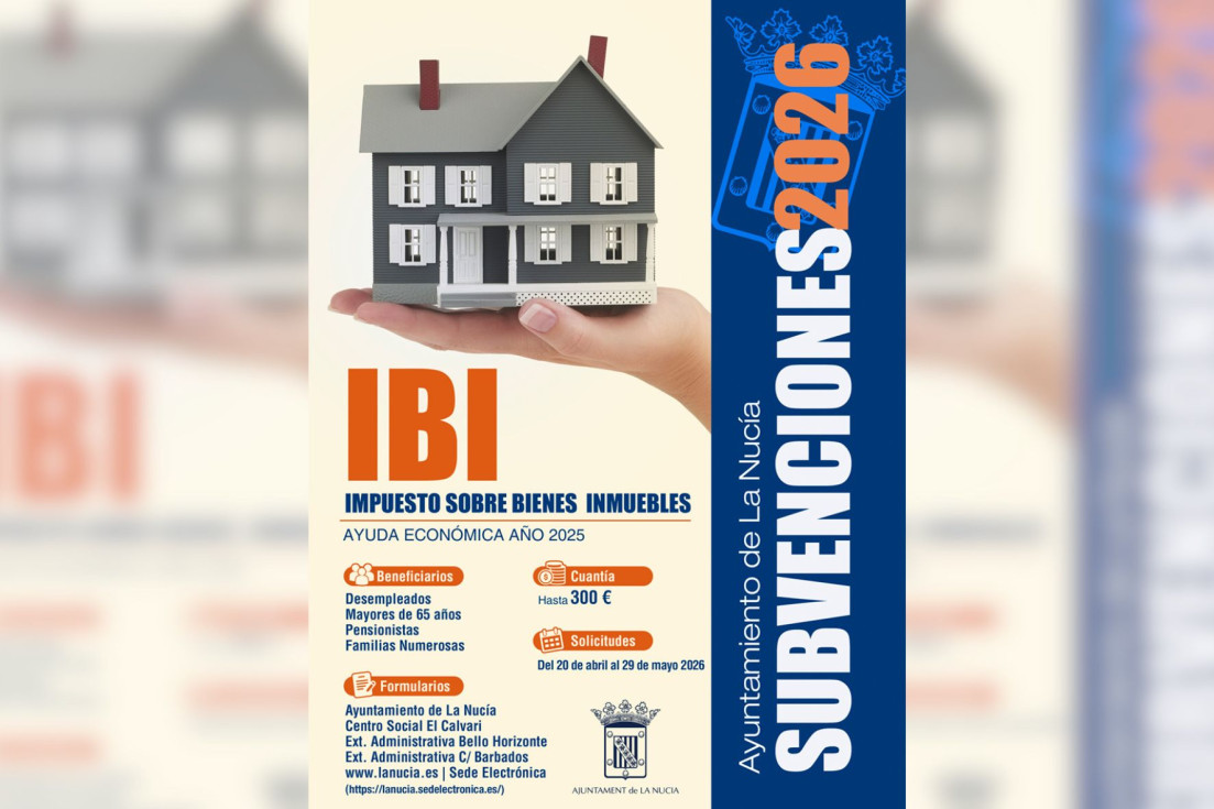 La Nucía abre el plazo para solicitar la subvención del IBI 2025 con ayudas de hasta 300 euros