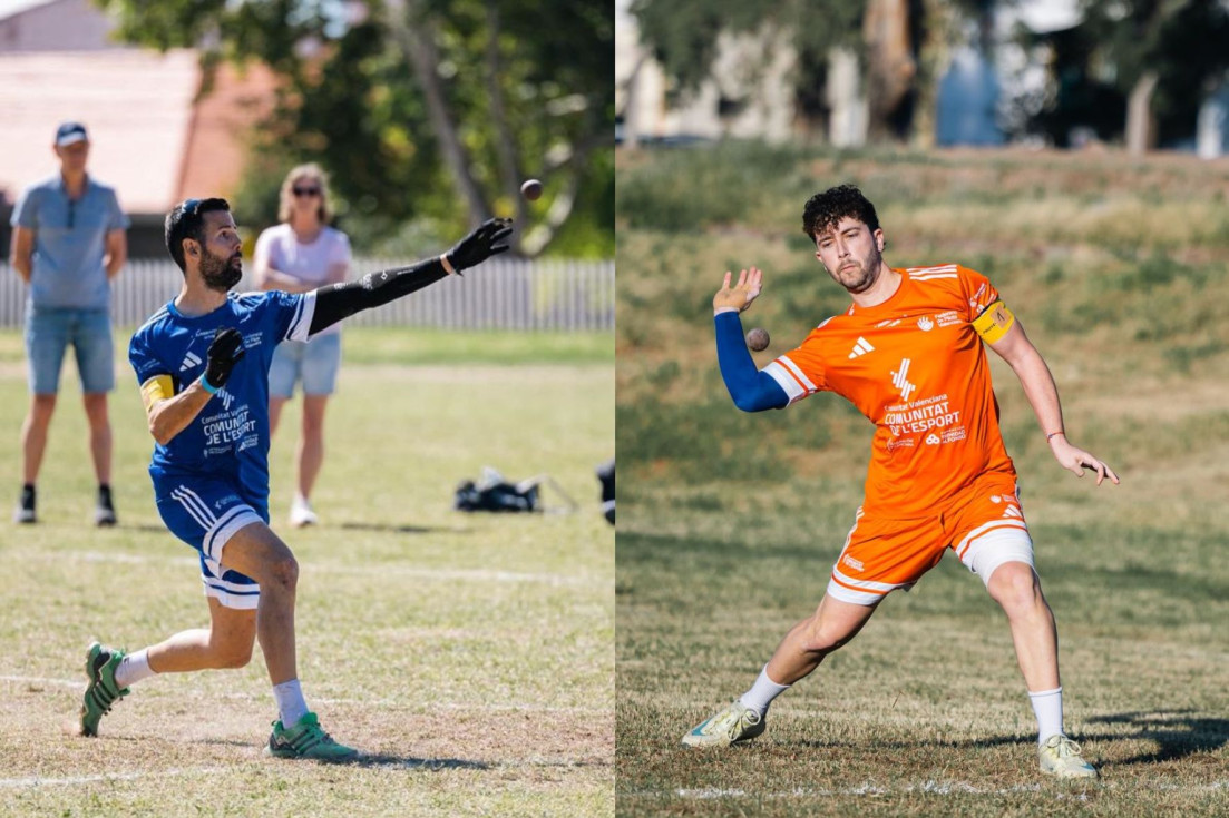 Pere Roc II y Jos&eacute; Luis durante el XI Mundial de Pilota a M&agrave; en Mendoza (Argentina)