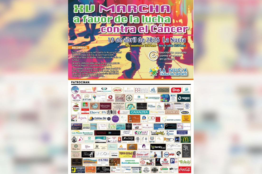 La Nucía cartel Marcha Cáncer 2026 abril