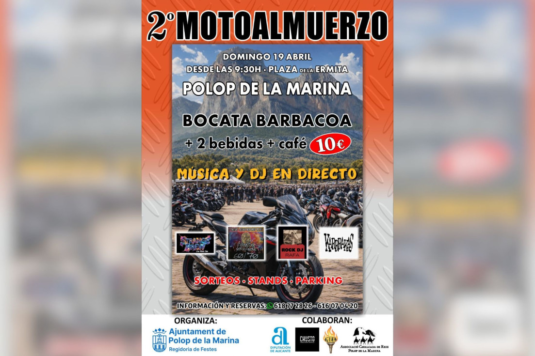 Polop de la Marina celebra el 19 de abril una nueva edición de su Motoalmuerzo