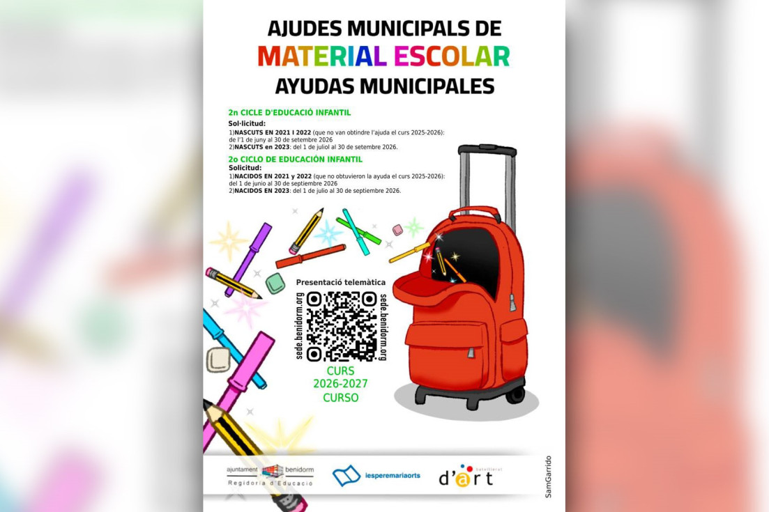 cartel Benidorm ayudas material escolar Infantil
