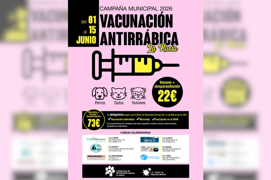 Cartel campaña antirrabica La Nucía 2026