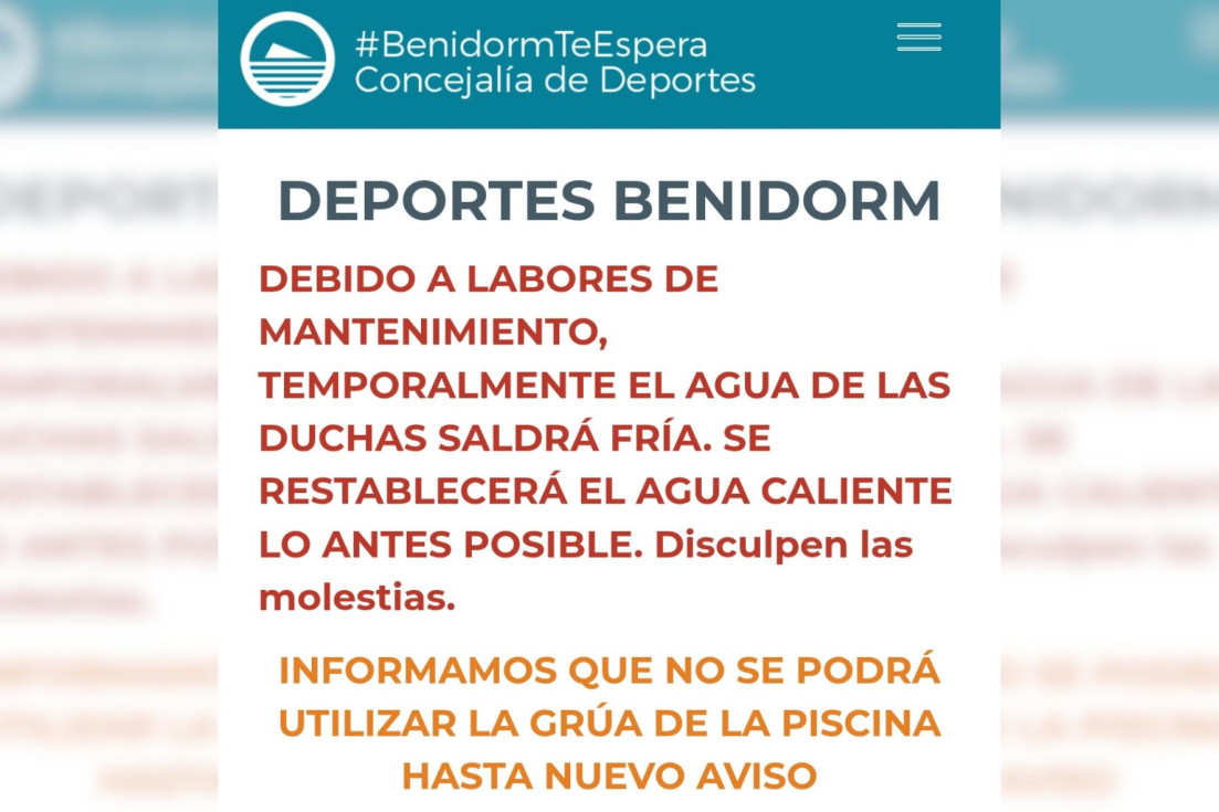 La falta de agua caliente y una avería en la piscina enfrentan a PSOE y PP en Benidorm