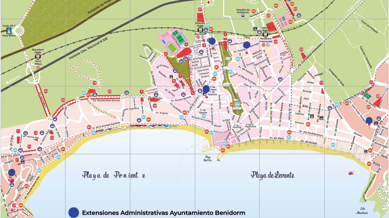 mapa Extensiones Administrativas Benidorm