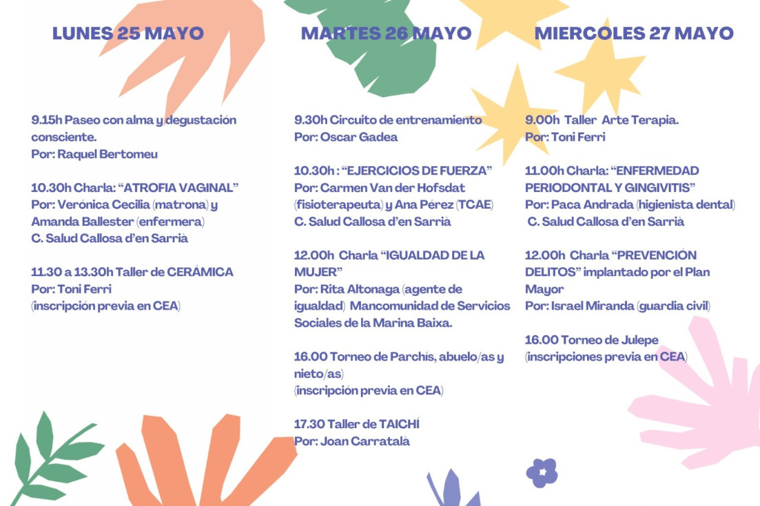 programación Callosa d’en Sarrià Semana Cultural CEA mayo 2026