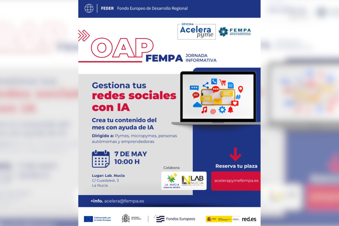La Nucía impulsa un curso gratuito sobre redes sociales con inteligencia artificial para pymes y autónomos