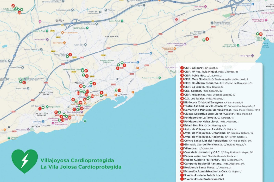 Mapa ciudad cardioprotegida Villajoyosa