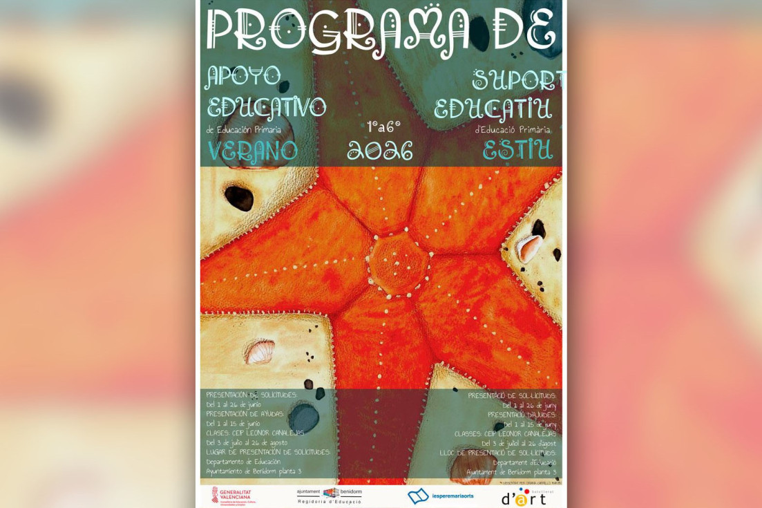 Cartel Programa de Apoyo Educativo de Verano PAEV 2026 Benidorm