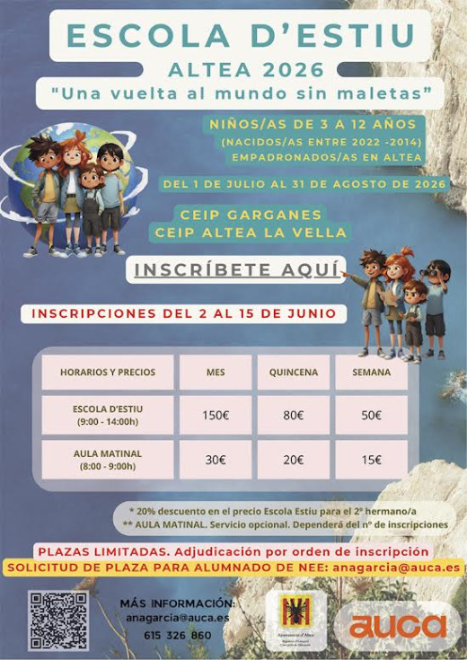 Altea abre las inscripciones de la Escuela de Verano 2026 para facilitar la conciliación familiar