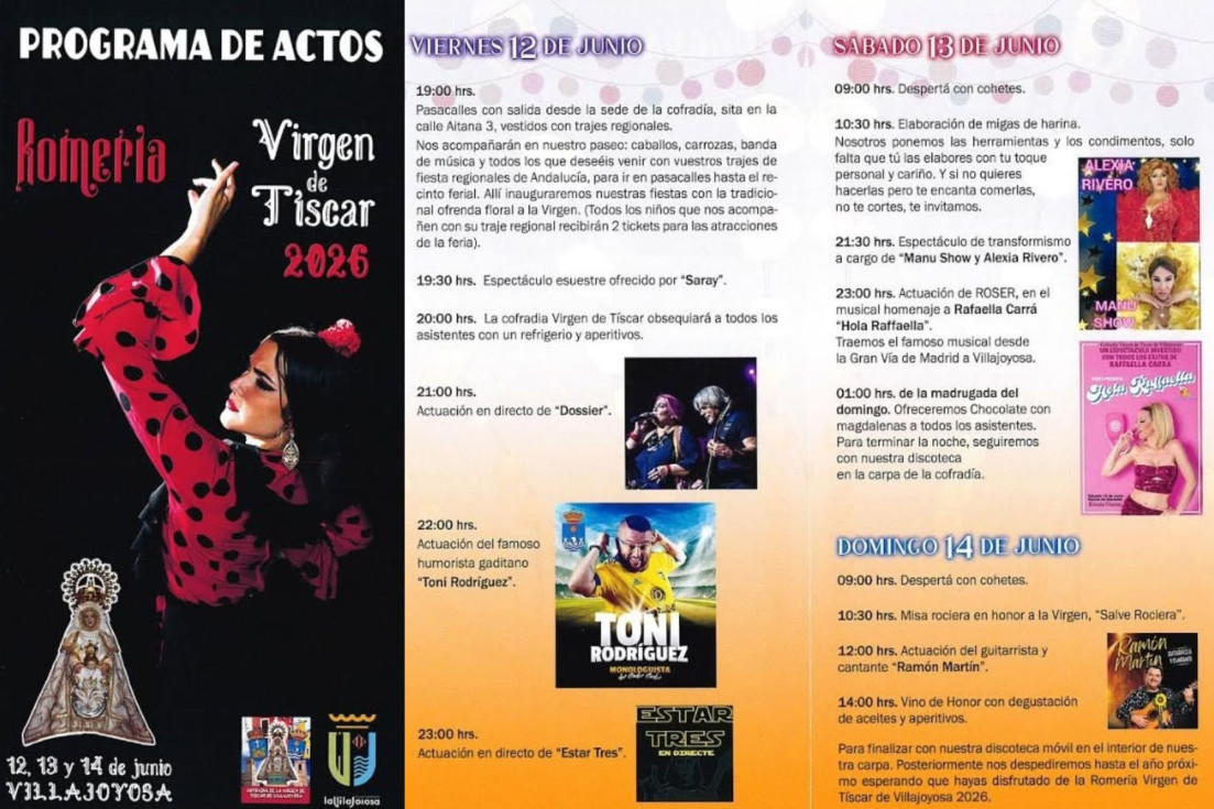 Programa Virgen Tíscar Villajoyosa 2026