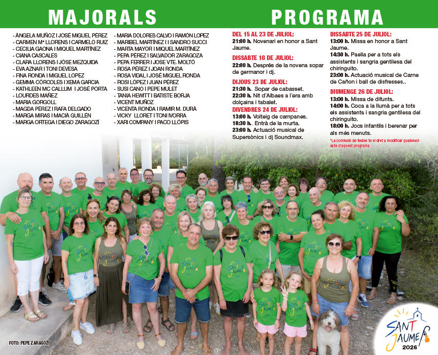 programa comisió fiestas Sant Jaume Altea