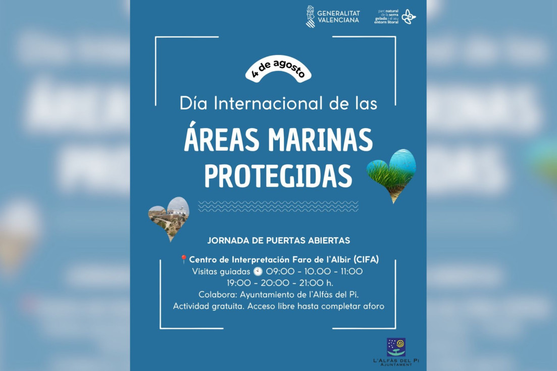 Cartel día internacional áreas marinas protegidas faro albir
