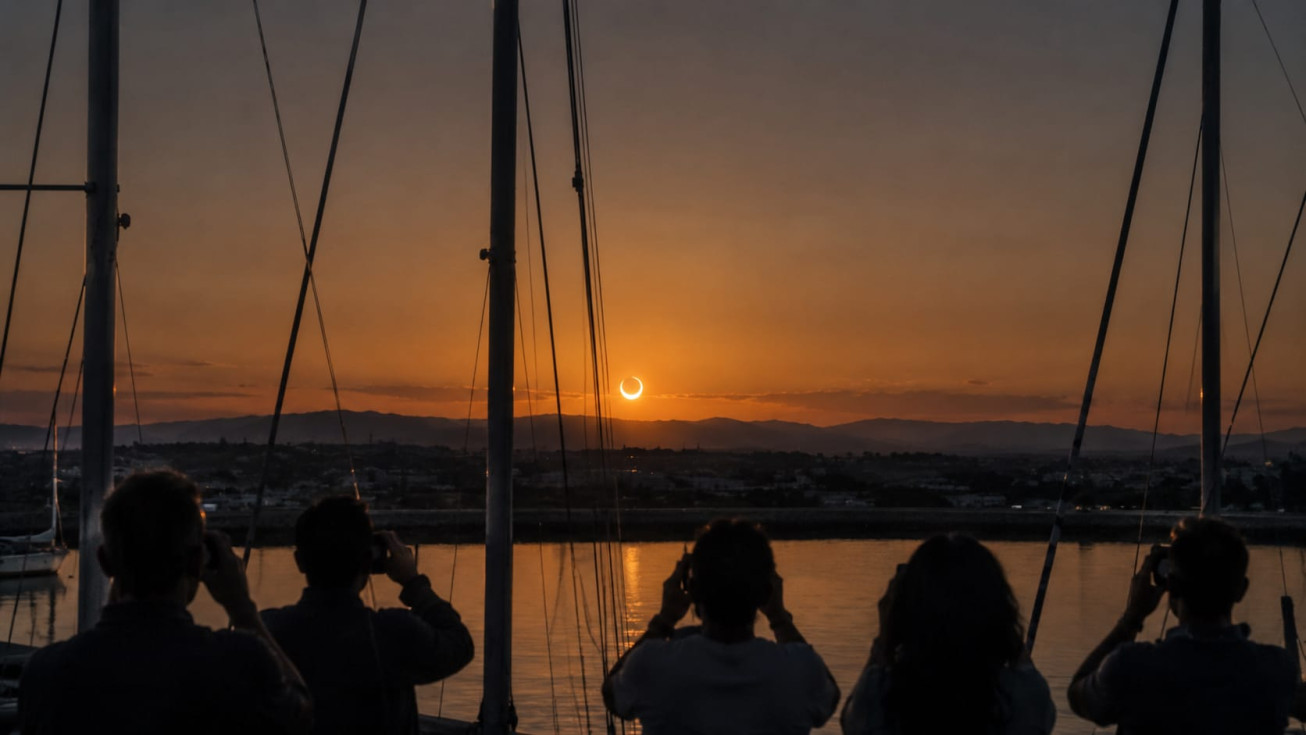 Recreaci&oacute;n de un eclipse en el litoral Mediterr&aacute;neo