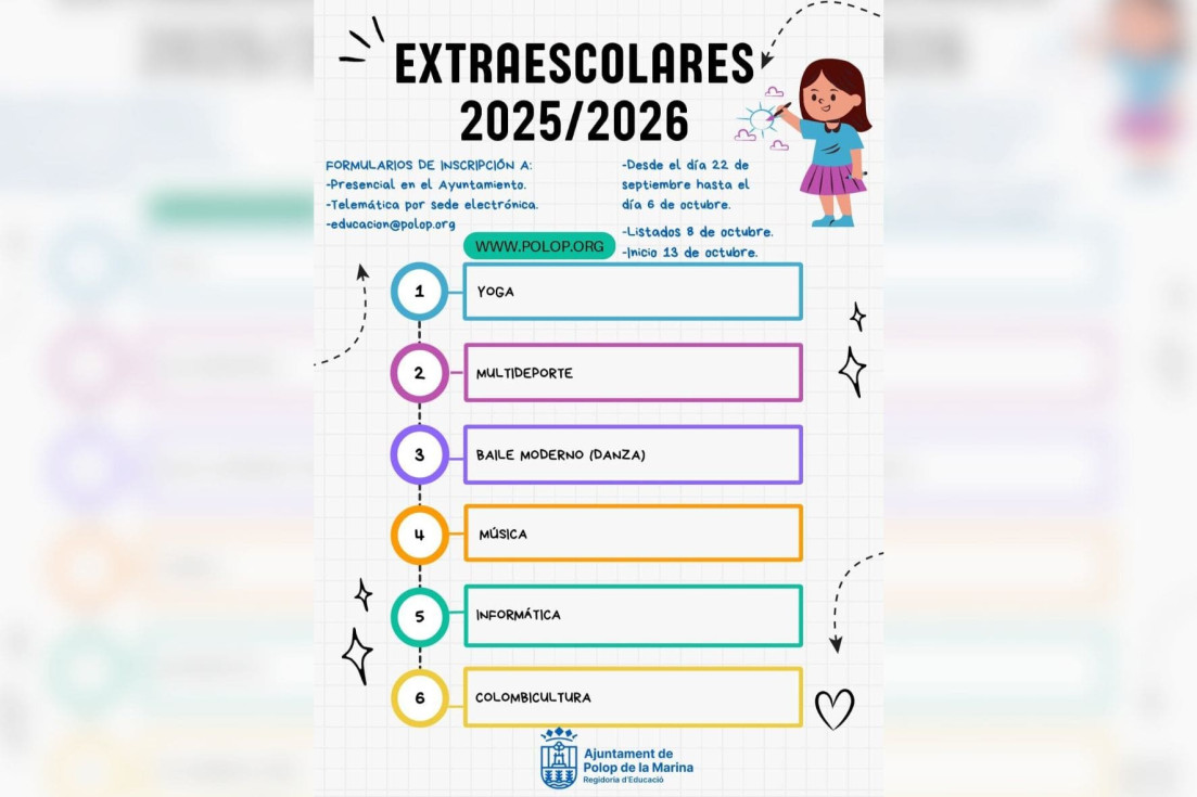 Cartel Extraescolares 2025-2026 Polop de la Marina