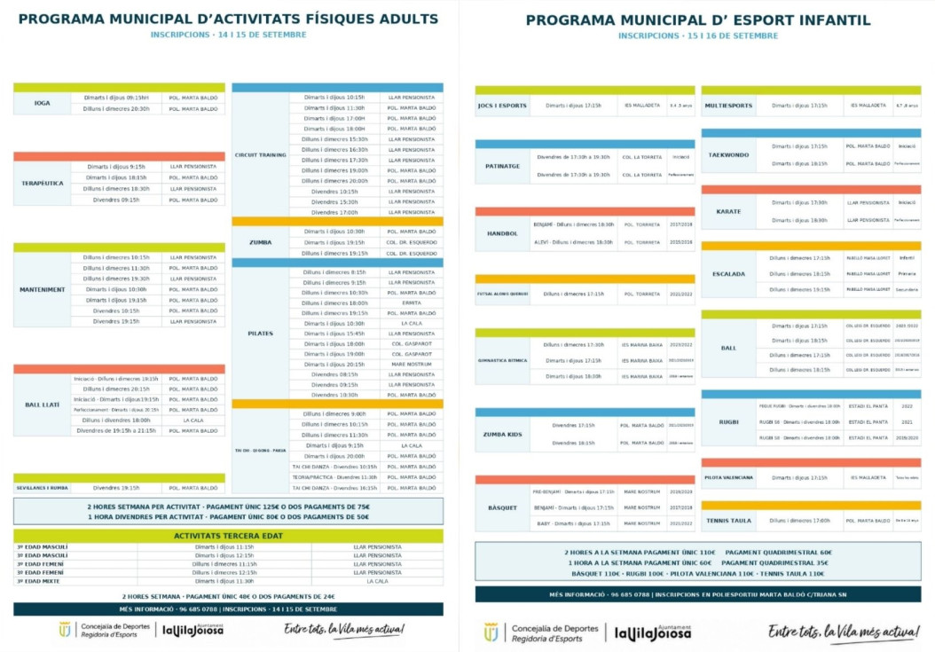 Villajoyosa programa municipal deportes