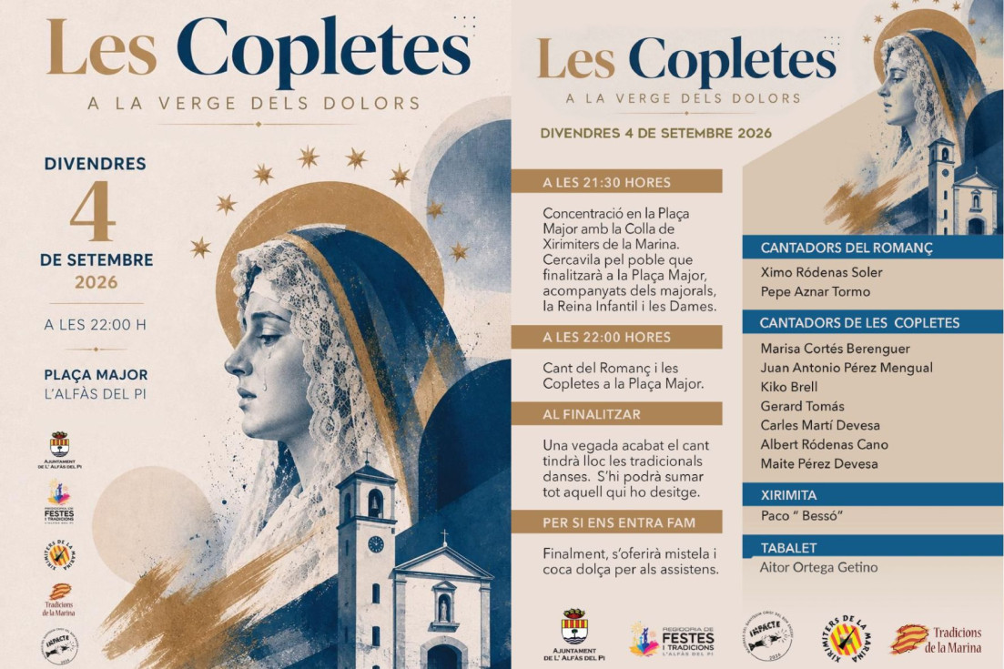 Cartel Les Copletes a la Verge dels Dolors l'Alfàs