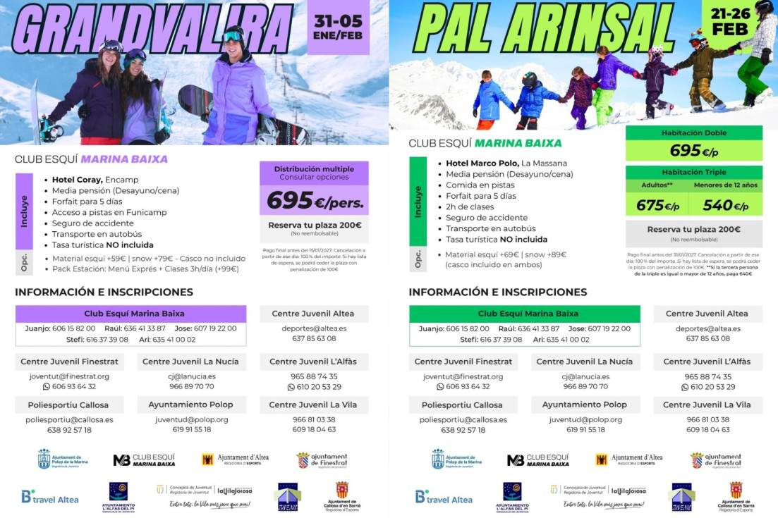 Campaña Esquí Marina Baixa Granvalira Pal Arinsal