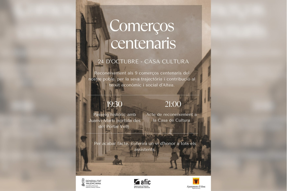 Altea rendirá homenaje a sus comercios centenarios en el Día del Comercio Local