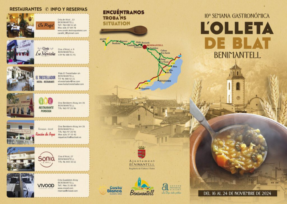 Benimantell celebra su 10ª Semana Gastronómica con l'Olleta de Blat como protagonista