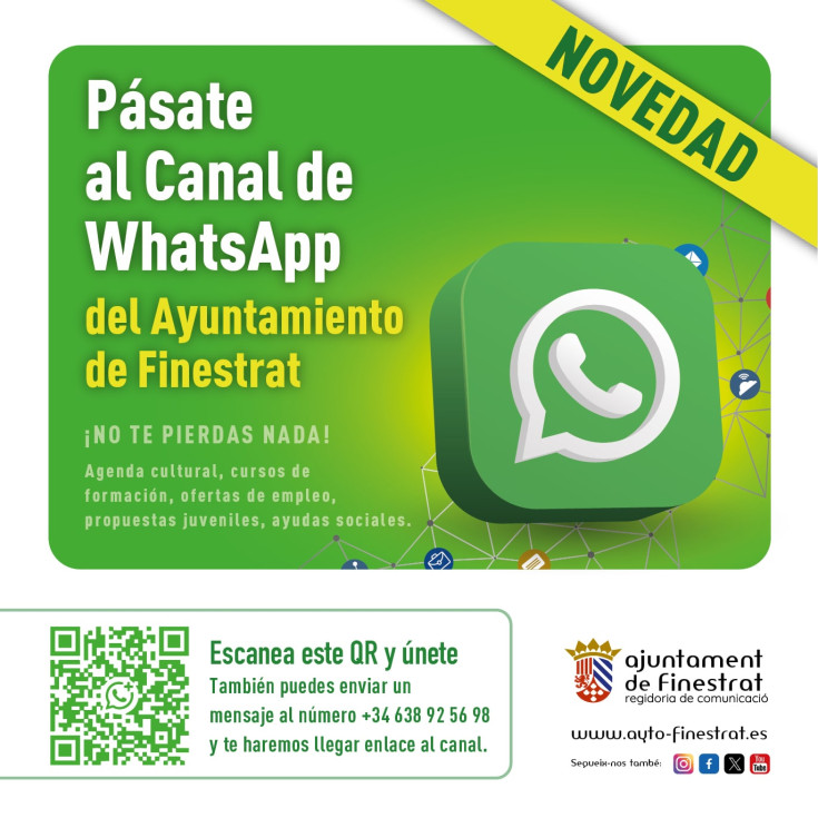 Cartel CANAL Finestrat WhatsApp