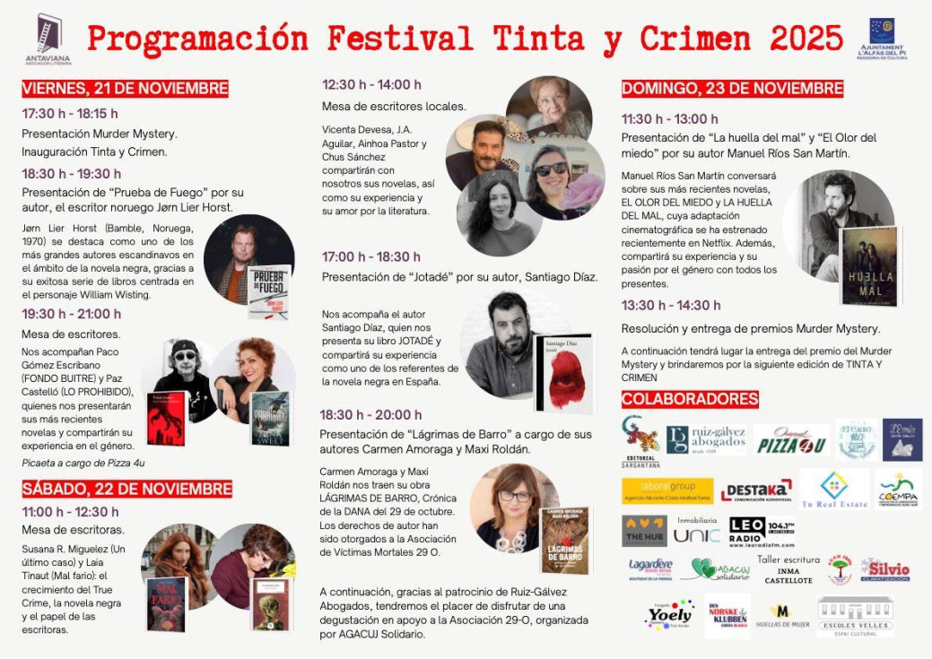 programación Festival Tinta y Crimen l’Alfàs