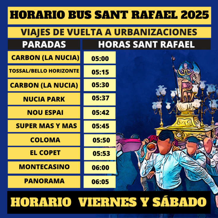 La Nucía servicio Tramús Bus Festes Santíssim Sant Rafel
