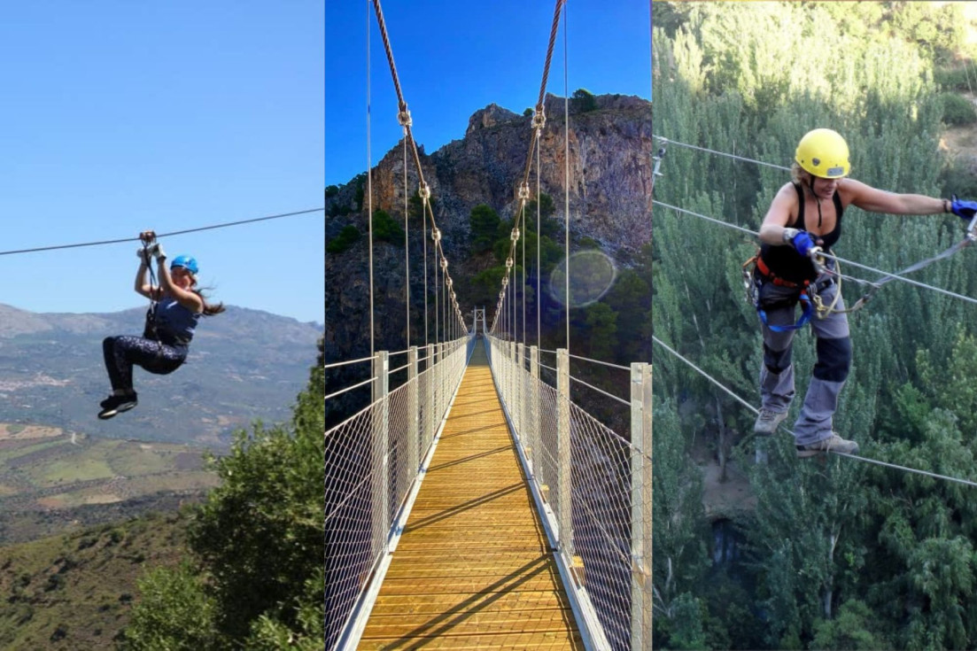 Ejemplo de las nuevas instalaciones: tirolina, puente colgante y vía ferrata